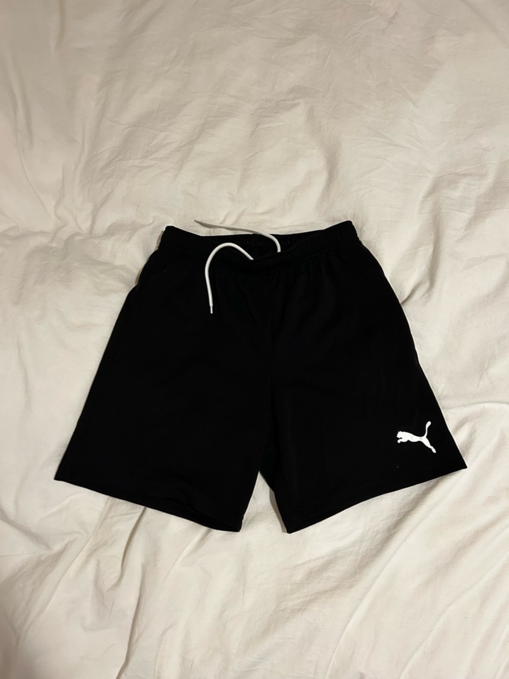 Puma Black Athletic Shorts with White Logo